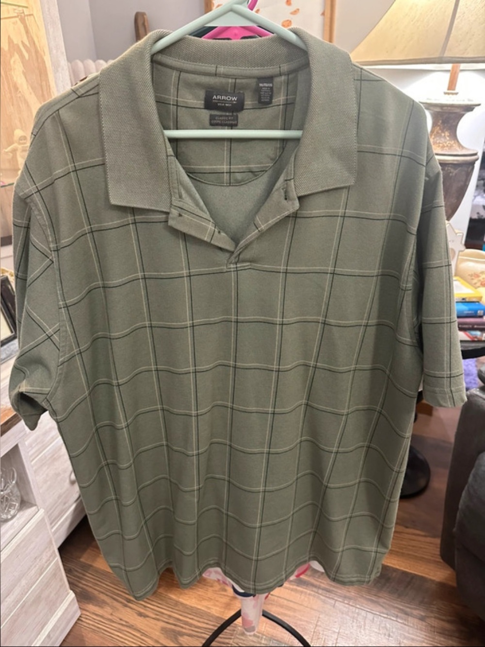 Arrow Olive Green Windowpane Polo